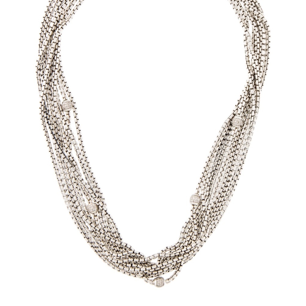 David Yurman HTF black diamond 8 strand pavé ball necklace .925 and 18k gold